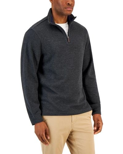 Club Room Solid Classic-fit French Rib Quarter-zip Sweater - Blue