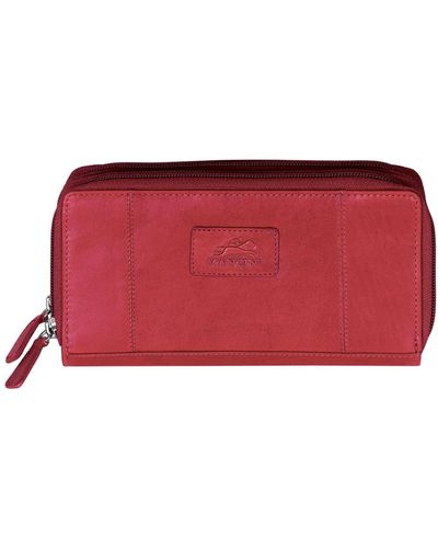 Mancini Casablanca Collection Rfid Secure Double Zipper Wallet - Red