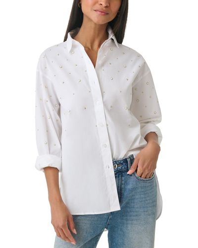 Karl Lagerfeld Embellished Button-down Poplin Blouse - White