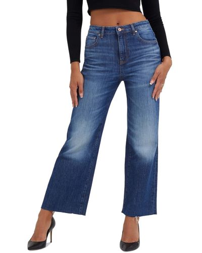 Guess High-rise Wide-leg Ankle Jeans - Blue