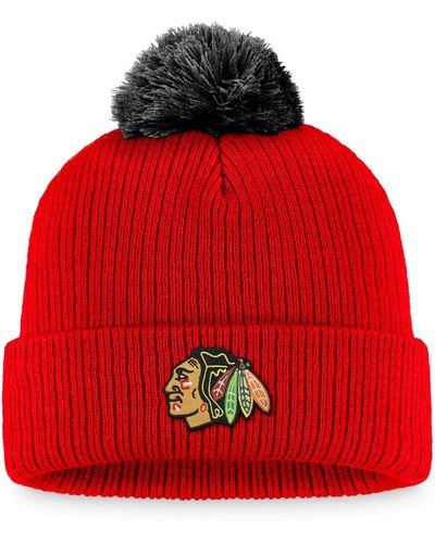 Fanatics Chicago Blackhawks Team Cuffed Knit Hat - Red