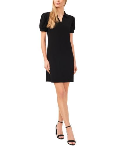 Cece Short Sleeve Knit Polo Dress - Black