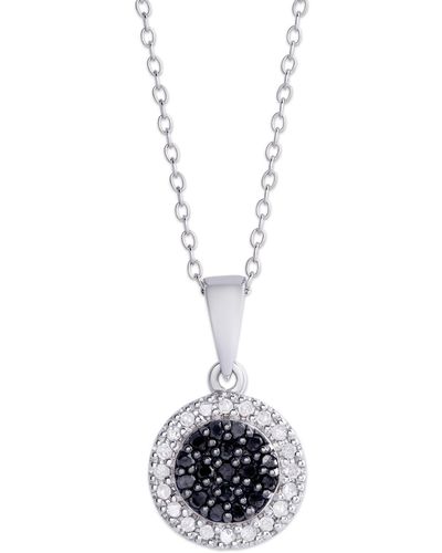 Macy's Black And White Diamond 1/4 Ct. T.w. Round Pendant Necklace