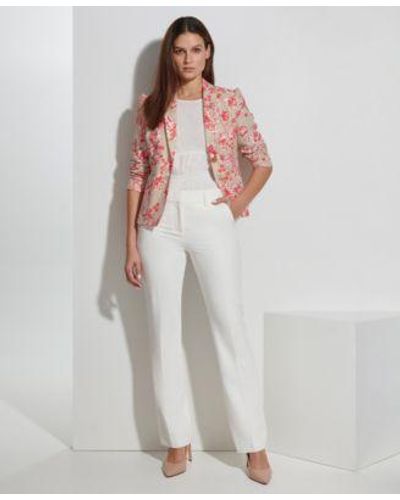 Tommy Hilfiger Toile Single Button Blazer Smocked Cap Sleeve Top Sutton Bootcut Pants - White