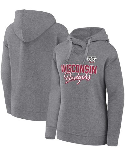 Women's Fanatics Branded Heather Gray New York Rangers Script Favorite Pullover Hoodie