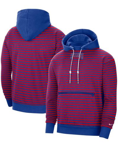 Nike And Royal Philadelphia 76ers 75th Anniversary Courtside Striped Pullover Hoodie - Red