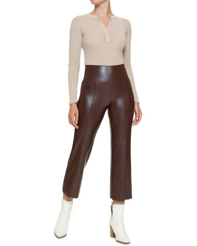 Hue Cropped Flared Faux-leather leggings - Natural