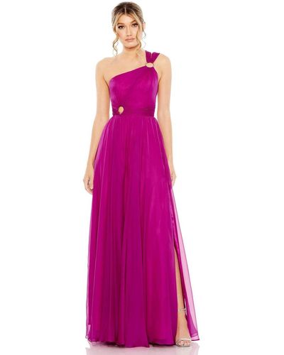 Mac Duggal Ieena Strappy One Shoulder A Line Gown - Purple