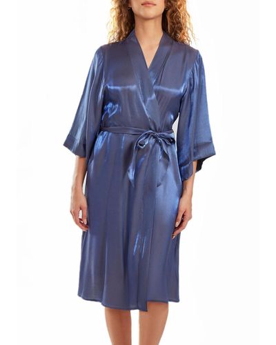 iCollection Skyler Plus Size Irredesant Robe - Blue