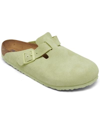 Birkenstock Boston Soft Footbed Suede Leather Clogs From Finish Line - Green