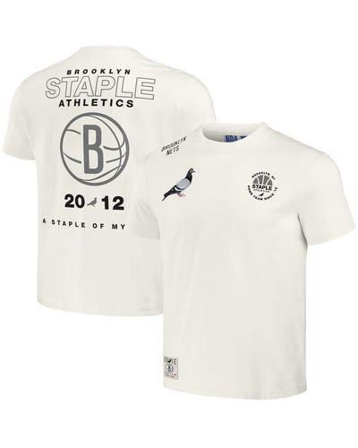 Staple Nba X Distressed Brooklyn Nets Home Team T-shirt - White
