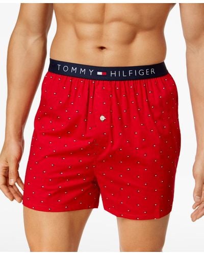 Tommy Hilfiger Men's Printed Cotton Boxers - Red