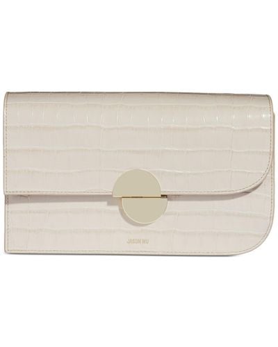 Jason Wu Orbit Croc Embossed Leather Small Clutch - Natural