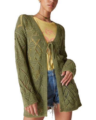 Lucky Brand Tie-front Long-sleeve Cardigan - Green