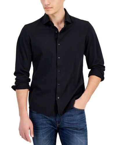 Michael Kors Slim-fit Stretch Pique Button-down Shirt - Black