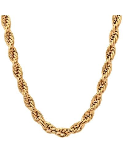 Steeltime 18k Plated Stainless Steel Rope Chain 24" Necklace - Metallic