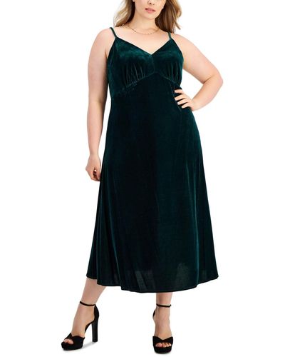 Taylor Plus Size Velvet Empire-waist Sleeveless Midi Dress - Black