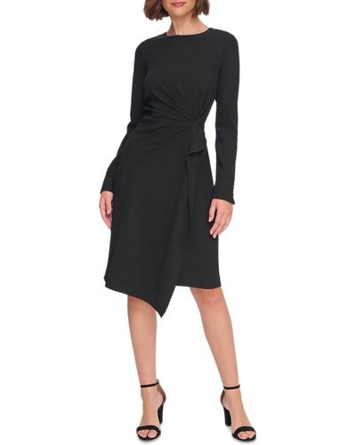 Tommy Hilfiger Side-draped Long-sleeve Dress - Black