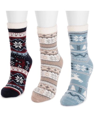 Muk Luks 3 Pair Pack 2 Layer Ankle Socks - White