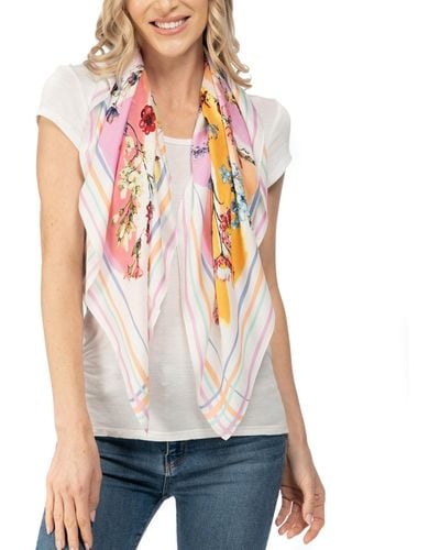 Vince Camuto Botanical Watercolor Floral Square Scarf - White