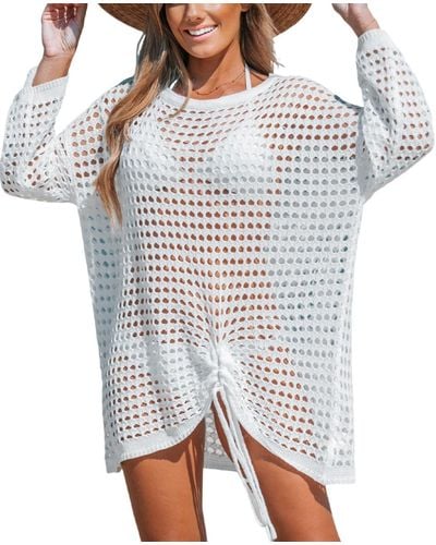 CUPSHE Cutout Asymmetrical Mini Cover-up Beach Dress - White