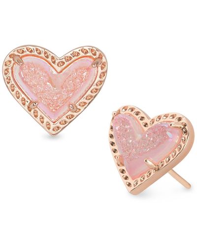 Kendra Scott Stone Heart Stud Earrings - Pink