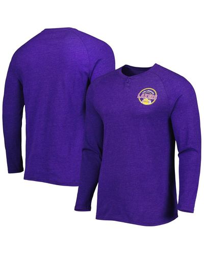 Concepts Sport Los Angeles Lakers Left Chest Henley Raglan Long Sleeve T-shirt - Purple