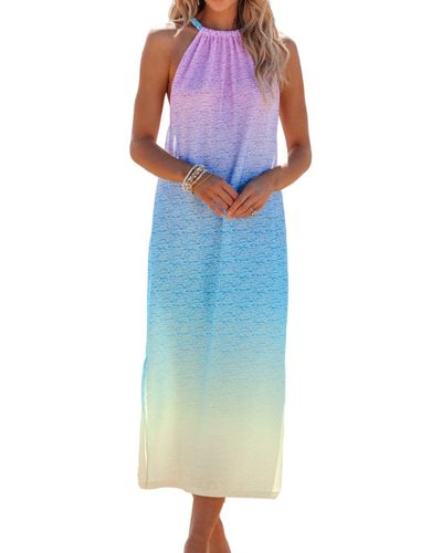 CUPSHE Gradient High Neck Sleeveless Cover-up Dress - Blue