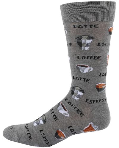 Memoi Coffee Time Novelty Crew Socks - Gray