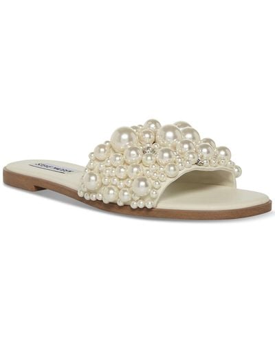 Steve Madden Knicky Embellished Slide Sandals - White