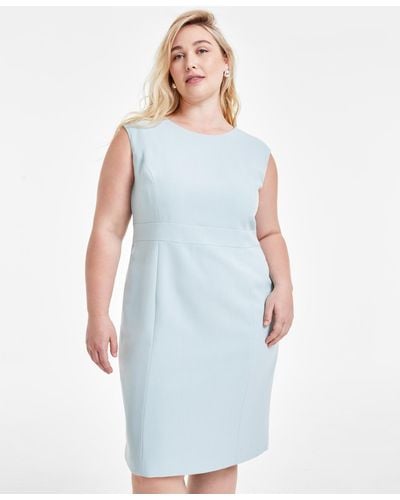 Kasper Plus Size Cap-sleeve Sheath Dress - Blue