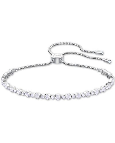 Swarovski Silver-tone Crystal Slider Bracelet - White