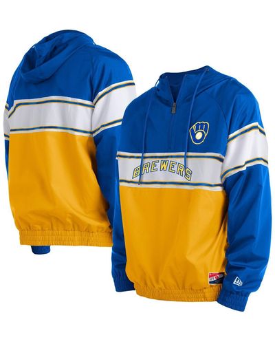 KTZ Milwaukee Brewers Ripstop Raglan Quarter-zip Hoodie - Blue