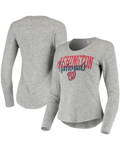 Concepts Sport Heathered Washington Nationals Tri-blend Long Sleeve T-shirt - Gray