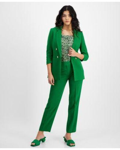 BarIII Faux Double Breasted Jacket Animal Print Camisole Pants Created For Macys - Green