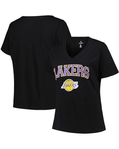 Profile Los Angeles Lakers Plus Size Arch Over Logo V-neck T-shirt - Black