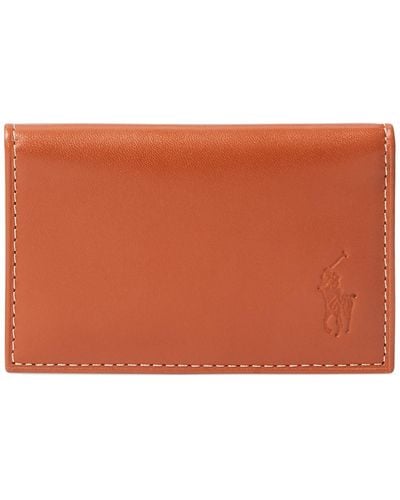 Polo Ralph Lauren Burnished Leather Card Wallet - Brown