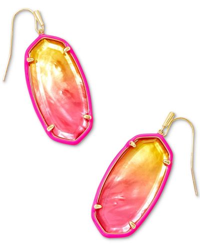 Kendra Scott 14k Gold-plated Color-framed Stone Drop Earrings - Pink