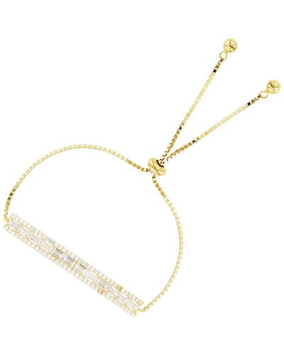 Macy's Cubic Zirconia Round And Baguette Bar Adjustable Bolo Bracelet - Yellow