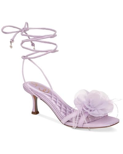 Sam Edelman Pammie Ankle-tie Flower Kitten Heels - Pink
