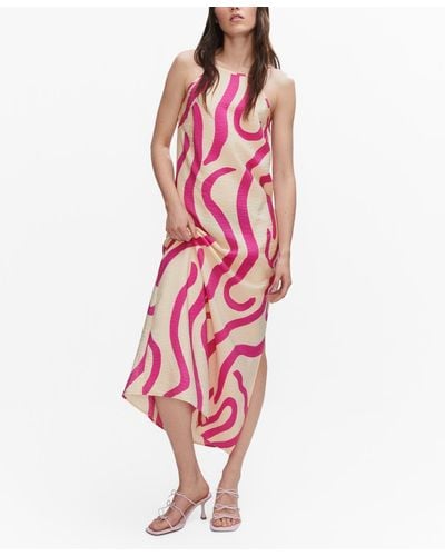 Mango Printed Cut-out Detail Dress - Pink