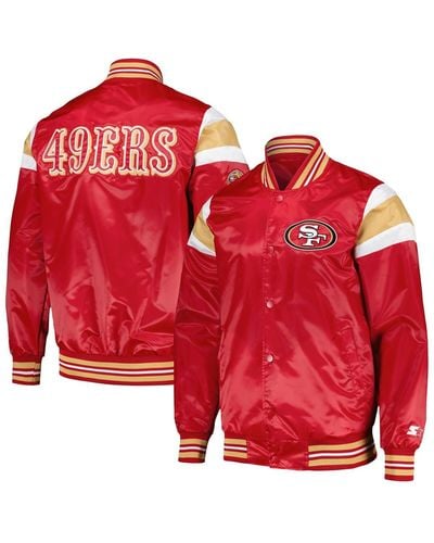 Starter San Francisco 49ers Satin Full-snap Varsity Jacket - Red
