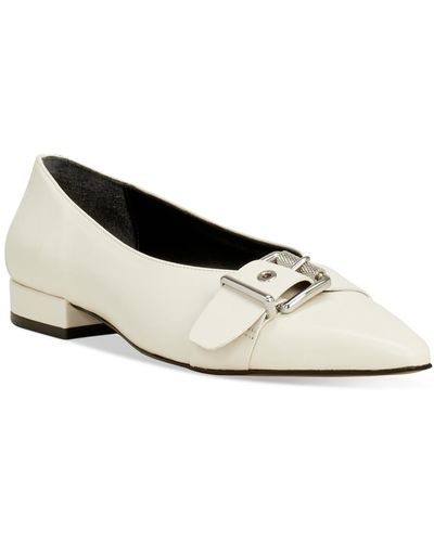 Vince Camuto Megdele Buckled Pointed-toe Flats - White