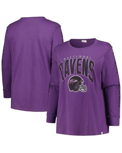 '47 Baltimore Ravens Plus Size Honey Cat Soa Long Sleeve T-shirt - Purple