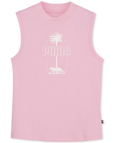 PUMA Palm Resort Sleeveless Tank Top - Pink