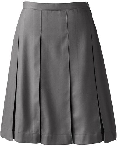 Lands' End School Uniform Box Pleat Skirt Top Of Knee - Gray
