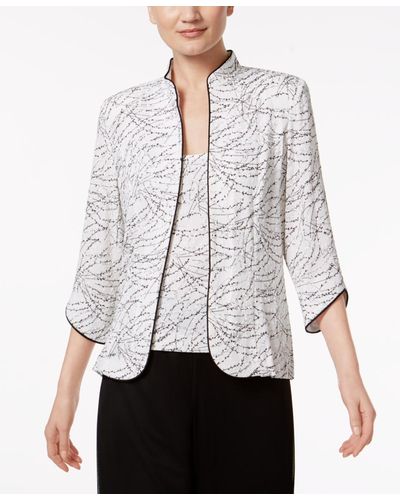 Alex Evenings Printed Jacket And Top Set - White