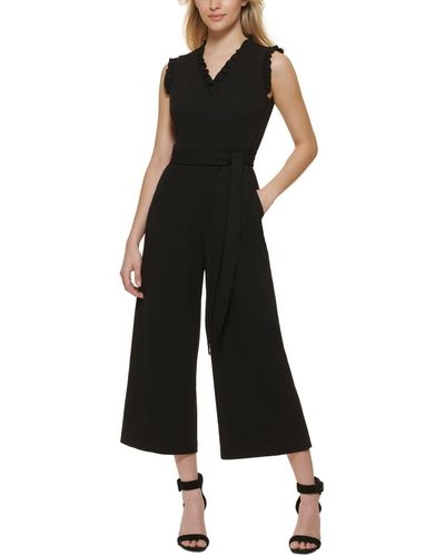 Calvin Klein Ruffle-trimmed Jumpsuit - Black