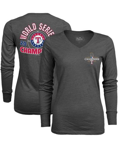 Majestic Threads Texas Rangers 2023 World Series Champions Power Play Tri-blend V-neck T-shirt - Gray