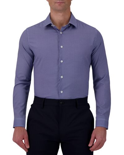 C-LAB NYC Slim-fit Mini-check Dress Shirt - Blue